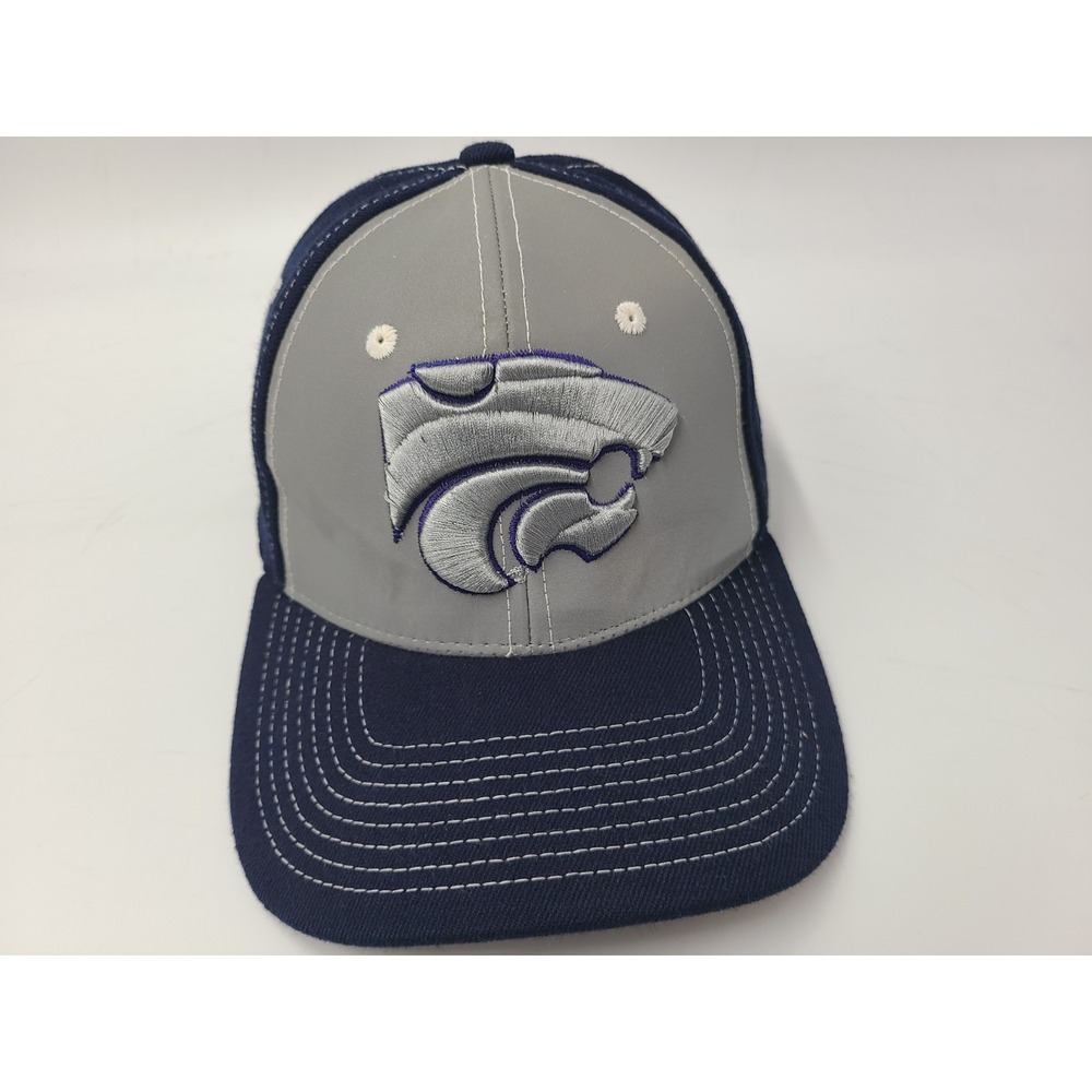 Kansas State University Wildcats Zephyr Flex Fitted M-L Hat Cap NCAA Gray Blue